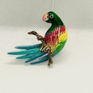 Tropical parrot brooch